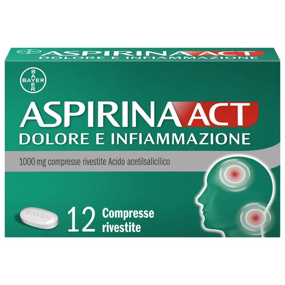 AspirinaAct Dolore e Infiammazione Antidolorifico Antinfiammatorio per Mal di Testa e Dolori 12 Compresse