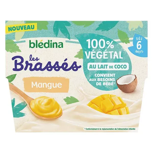 Blédina Les Brassés 100% Végétal Mangue Lot de 4 x 95g