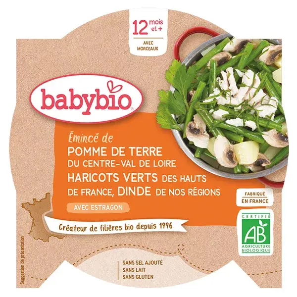 Babybio Dish of the Day Potato Green Beans & Turkey from 12 months 230g