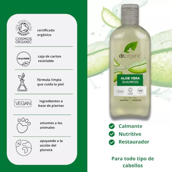 Buy Organic Aloe Vera Shampoo Dr. Organic 265ml | mifarma.eu