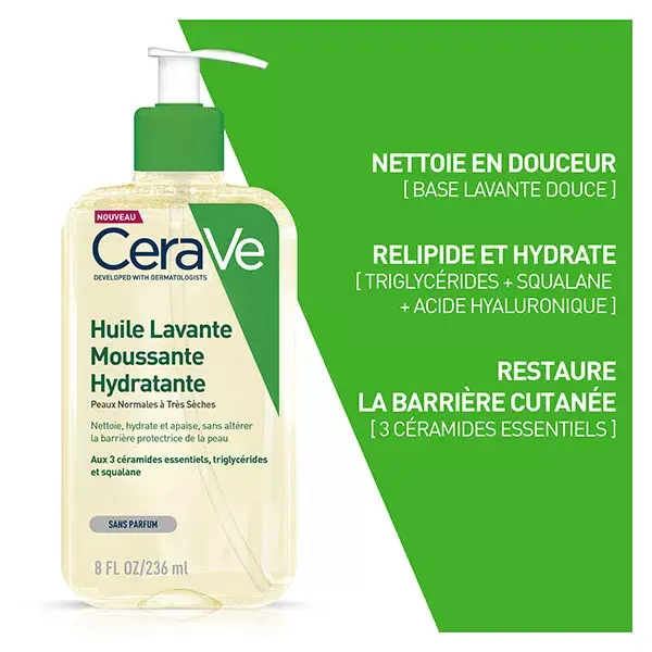 CeraVe Nettoyants Huile Lavante Moussante Hydratante 236ml