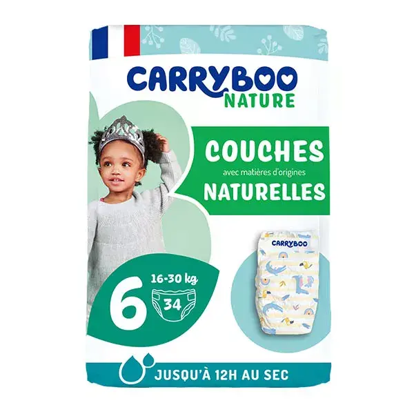 Carryboo Nature Pañales Naturales y Repollo Talla 6 (16-30kg), x34