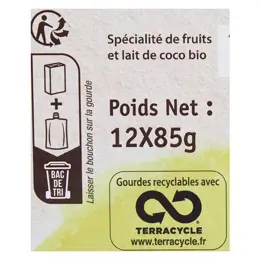 Vitabio Cool Fruits Gourdes Poire Banane Lait de Coco Bio Lot de 12 x 85g