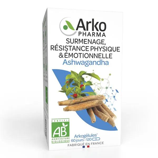 Arkopharma Arkogélules Surmenage, Résistance Physique & Émotionnelle Aswhagandha BIO 120 gélules