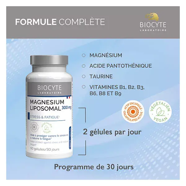 Biocyte Magnésium Liposomal 300mg Stress et Fatigue 60 Gélules