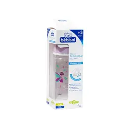 Bébisol Biberon Anti Colique Silicone Col Large +3m Fée 240ml 