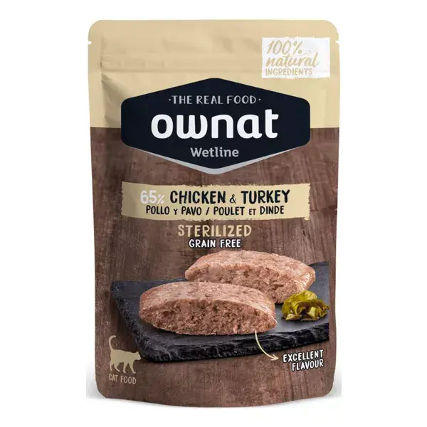 Ownat Grain Free Wet Food Sterilised Cats Chicken and Turkey Bag 85gr