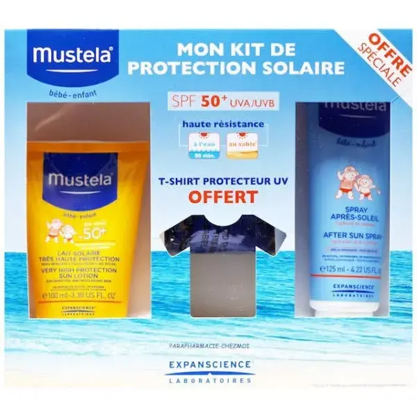 Mustela scatola solare Spray 100ml + doposole offerto 125ml + t-shirt Anti-UV