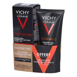 Vichy Homme Soin Global Anti-Âge Structure Force + Gel Douche Hydra Mag C 100ml Offert