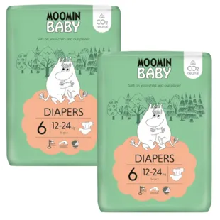 Mumin-Babywindeln, Größe 6 (12–24 kg), 2 x 34 Einheiten