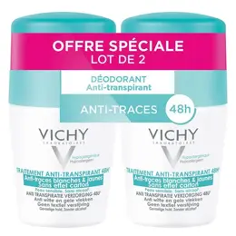 Vichy Déodorant Anti-Transpirant Anti-Traces Blanches & Jaunes 48h Roll-On Lot de 2 x 50ml