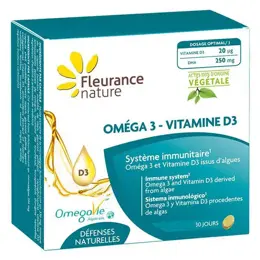 Fleurance Nature - Défenses naturelles - Omega 3 Vitamine D3 - 30 capsules