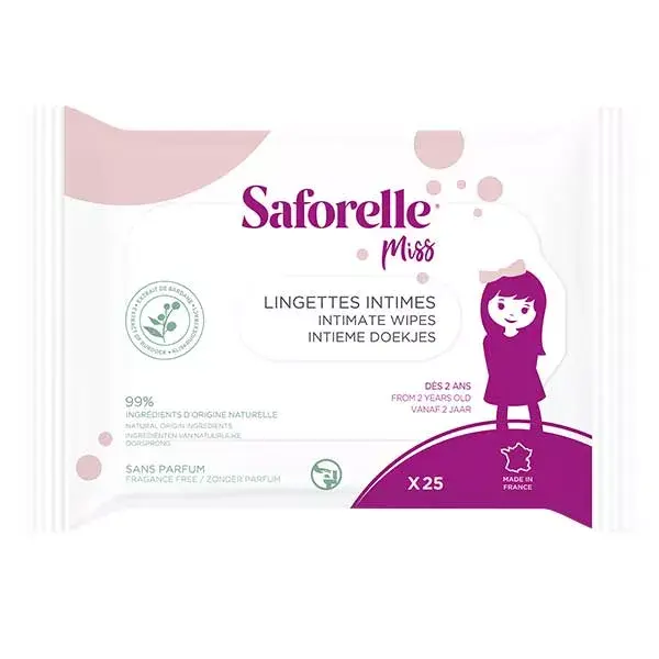 Saforelle Soin & Hygiène Miss Lingettes Intimes Biodégradables 25 lingettes