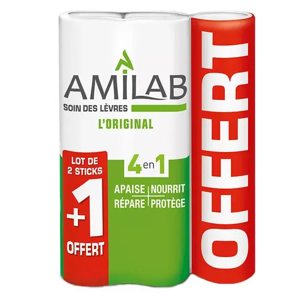 Labio de cuidado AmiLab Duo 2 x 3, tubo 6 ml + 1 disponibles
