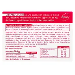 Naturactive Urisanol Flash Cranberry et 5 Huiles Essentielles  10 gélules et 10 capsules