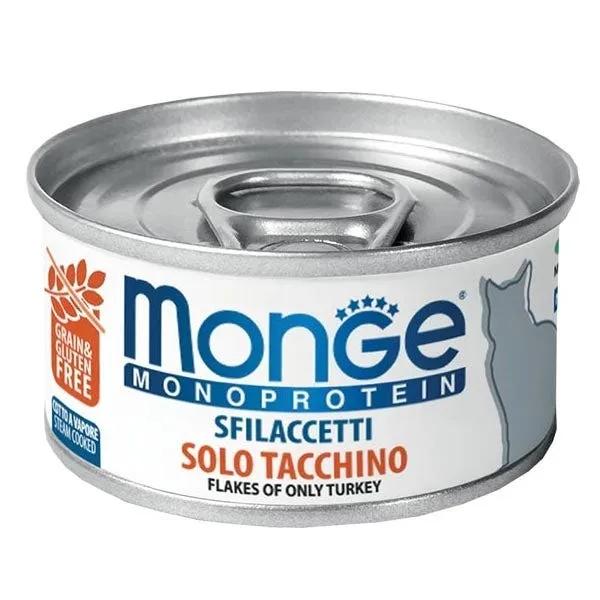 Monge Monoprotein Sfilaccetti Solo Tacchino Cibo Umido Per Gatti Adulti 80G