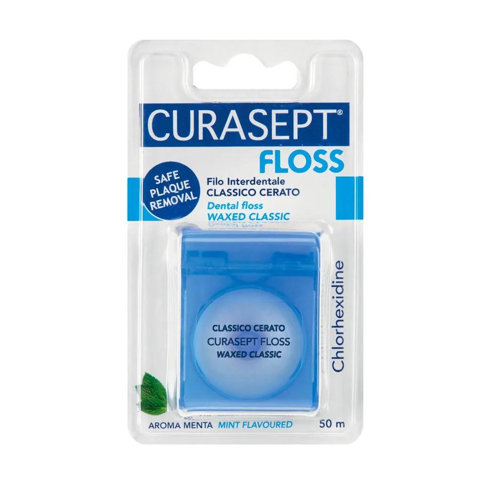 Curasept Floss Classico Cerato Filo Interdentale con Clorexidina 50 m