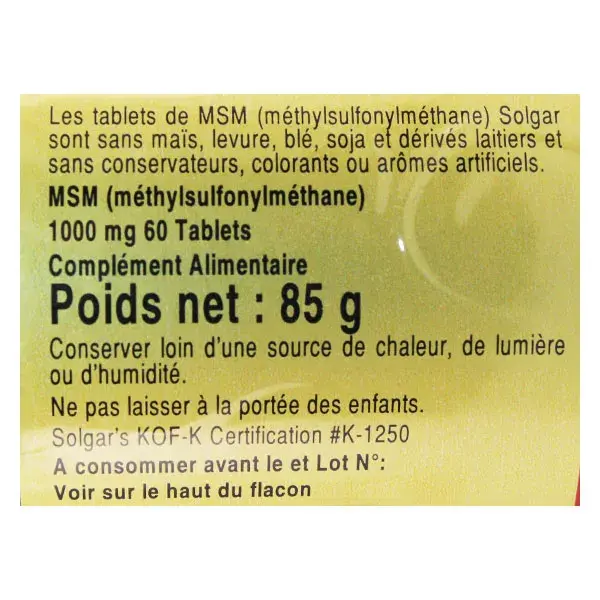 Solgar MSM 1000 mg 60 tabletas