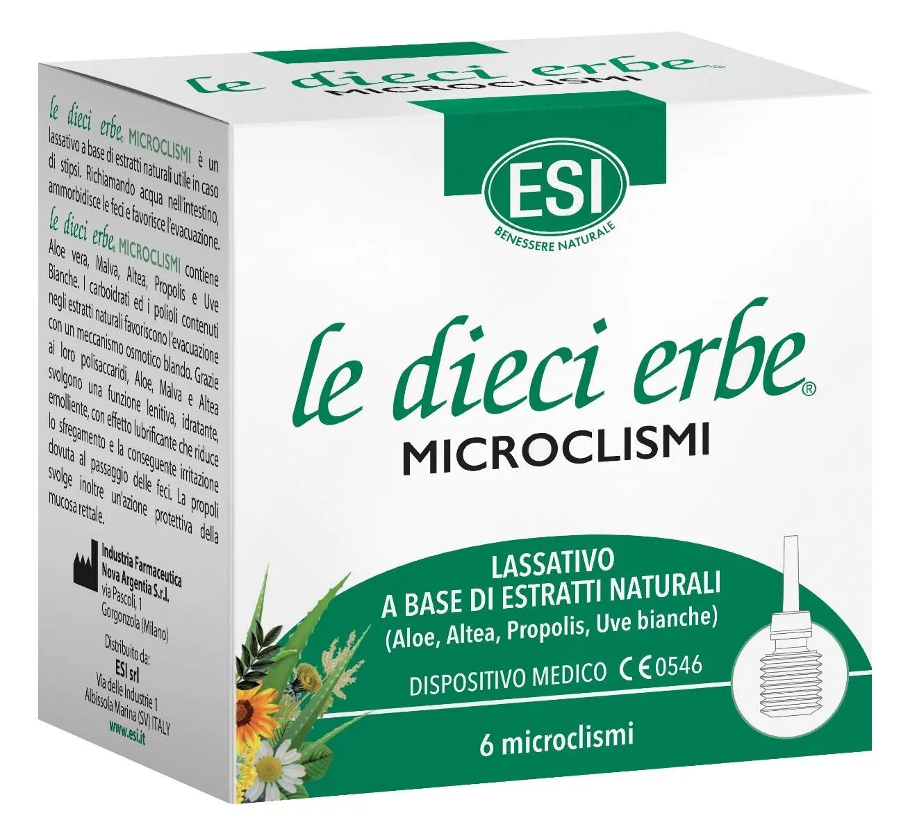 Esi Le Dieci Erbe Microclismi Lassativo di Estratti Naturali 6 Pezzi