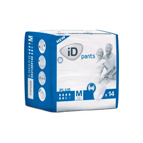 L&R iD Pants Absorbent Underwear Plus 6,5 Drops Size M 80-120cm 14 units