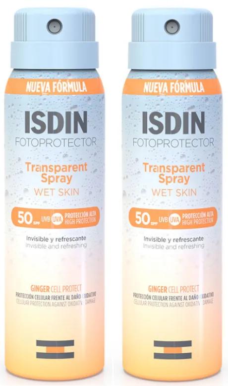 Spray transparent Isdin Wet Skin SPF50 2x100 ml