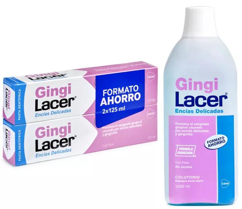 Lacer GingiLacer Mundwasser 1000 ml + Gingilacer Zahnpasta 2x125 ml