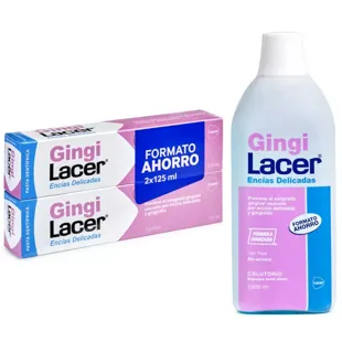 Lacer Pasta de dente Gingilacer 2x125 ml + Enxaguante bucal Gingilacer 1000 ml