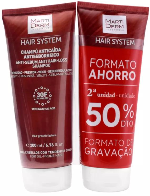 MartiDerm Hair System Shampoo Seborreico Antiqueda 2x200 ml