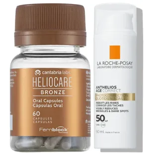 Heliocare Bronze 60 Capsules + La Roche Posay Anthelios Age Correct SPF50 50 ml