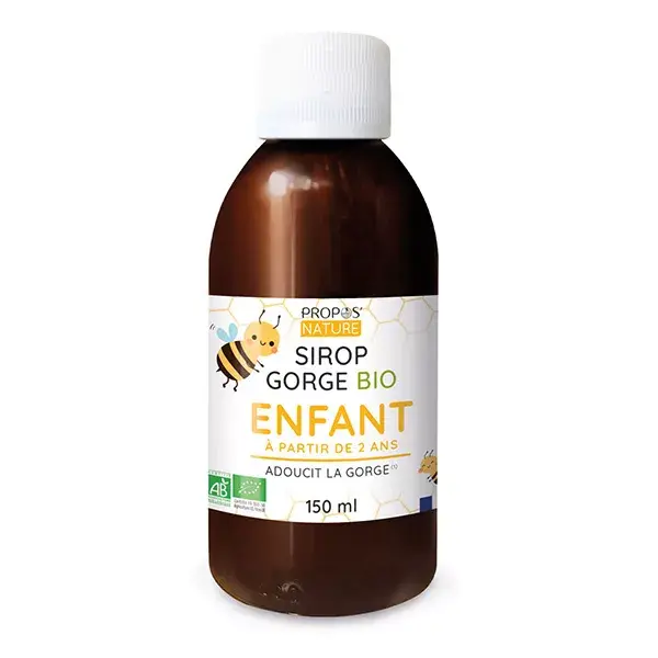 Propos'Nature - Sirop Gorge Enfants Bio - Propolis Miel - 100% naturel-150ml