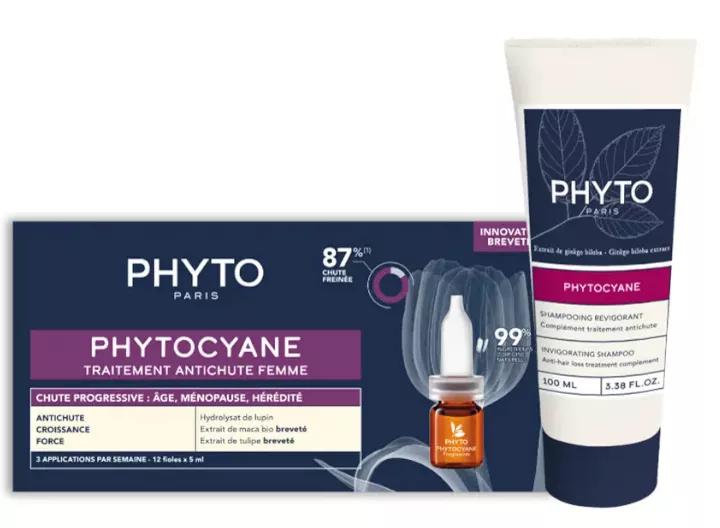 Phyto Phytocyane Mulher Queda Progressiva de Cabelo 12 Ampolas + Shampoo 100 ml