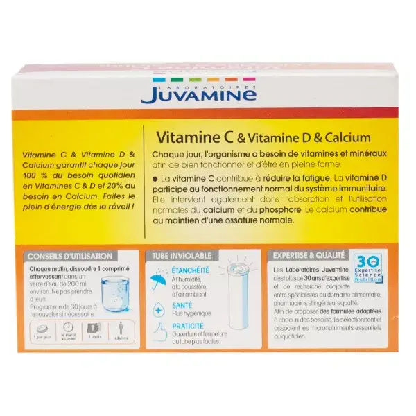 Juvamine Vitamina C & Vitamina D & Calcio 30 compresse effervescenti
