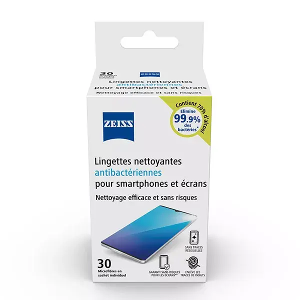 Zeiss Lingettes Nettoyantes Antibactériennes pour smartphones et écrans x30