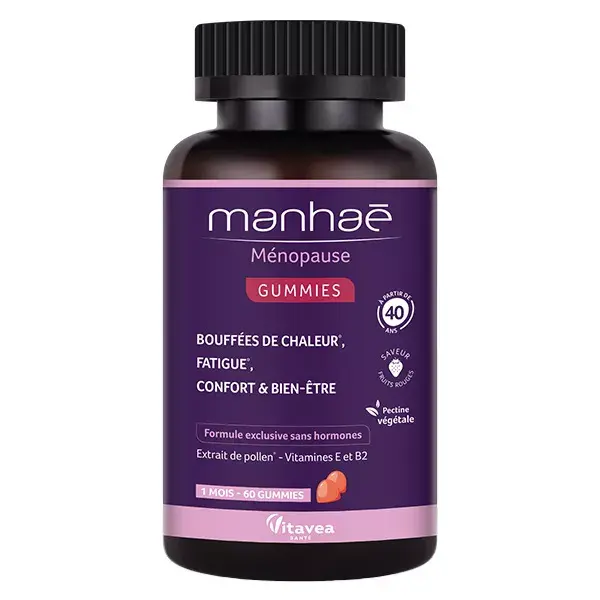 Manhaé Menopause - Hot flashes, fatigue - ORGANIC pollen - 60 gummies