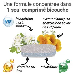 MAG 2 Sommeil Magnésium Marin 300mg Mélatonine 1,9mg 30 comprimés