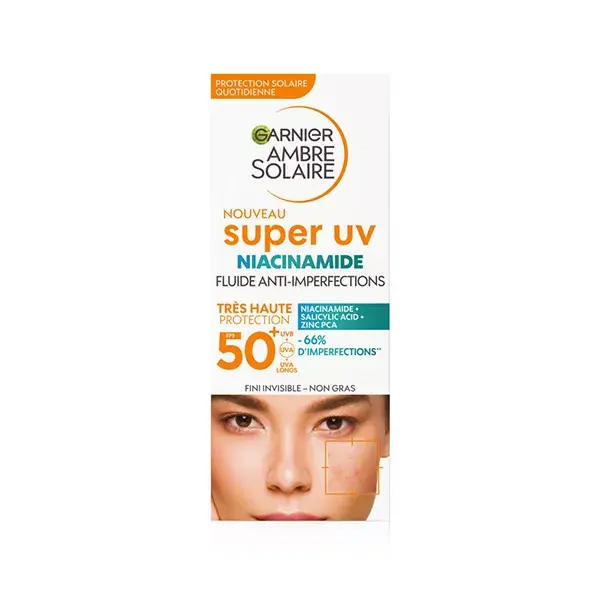 Garnier Ambre Solaire Super Uv Niacinamide Fluido Anti-Imperfezioni Spf 50+ 40ml