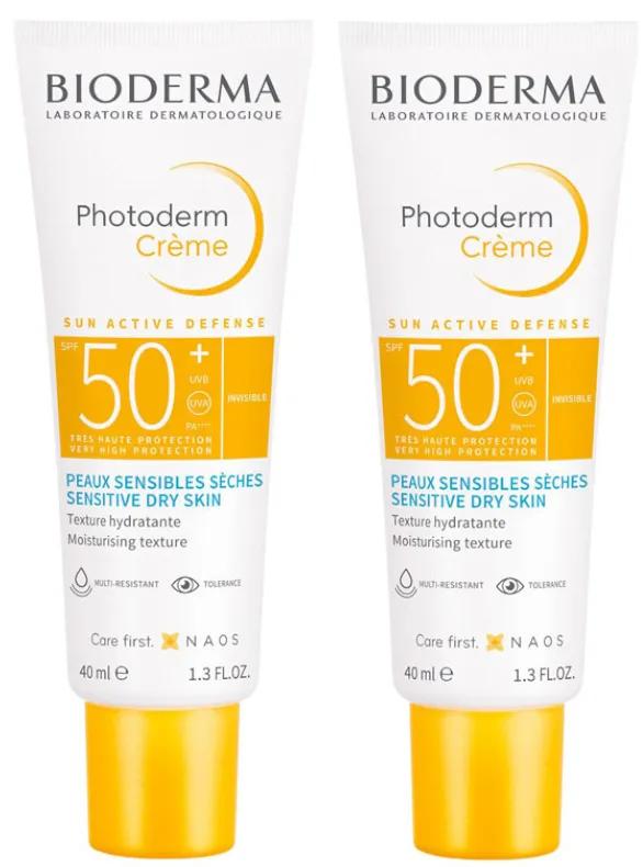 Bioderma Photoderm Crème Peaux Sensibles et Sèches SPF50+ 2x40 ml