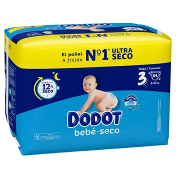 Bebé-Seco pañales de 6 a 10 kg talla 3 bolsa 84 unidades · DODOT ·  Supermercado El Corte Inglés El Corte Inglés