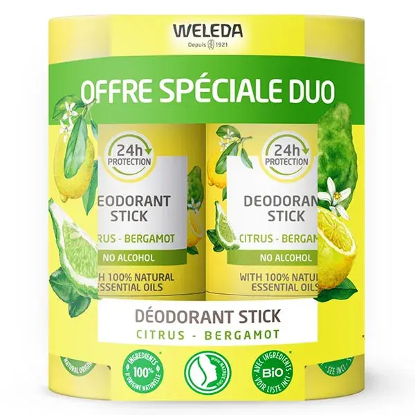 Weleda Deodorante stick Limone Bergamotto Lotto di 2 x 50 g