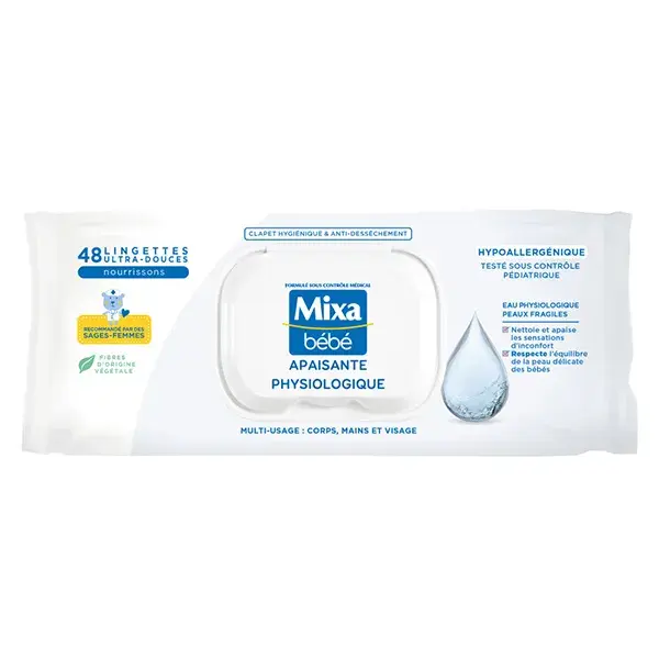 Mixa Lingettes Bébé Apaisantes Physiologiques x48