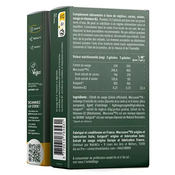 Nutri&Co Vegan Anti-Reflux and Stomach Burn Formula 20 capsules