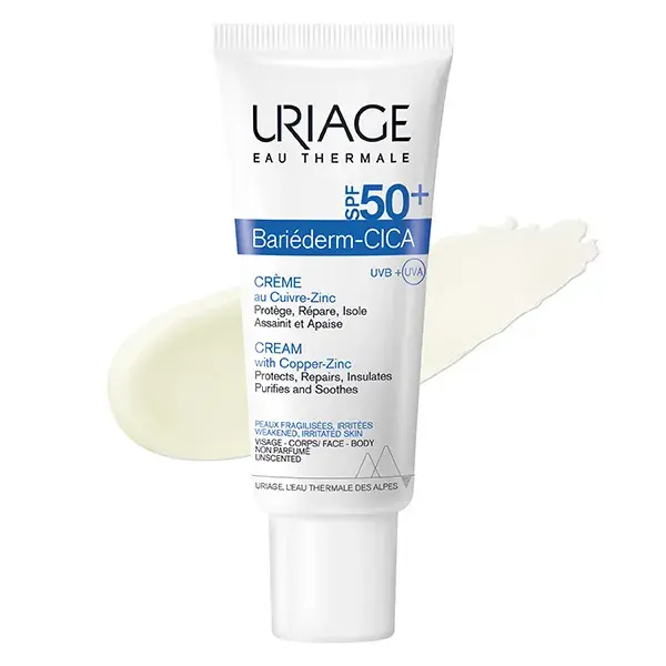 Uriage Bariéderm-Cica Crème Cuive-Zinc SPF50+ Réparatrice Peaux Abimées 40 ml