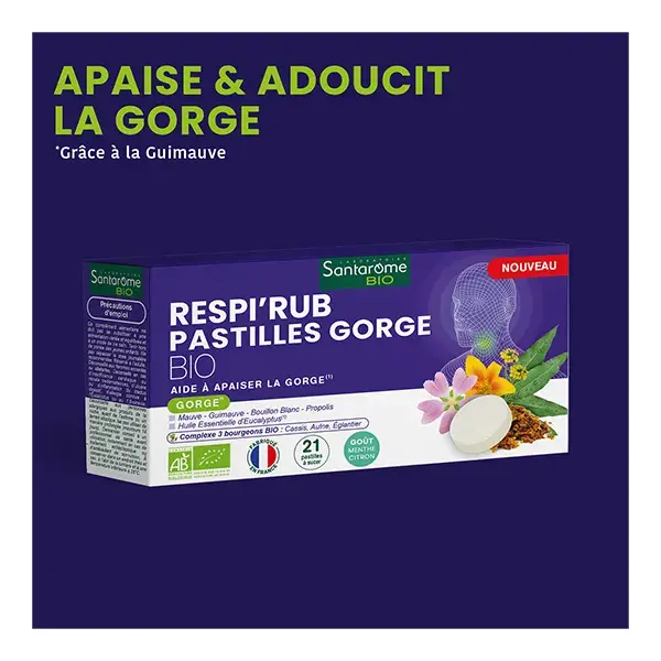 Santarome Respi'Rub Pastilles Gorge Apaise la Gorge 21 pastilles