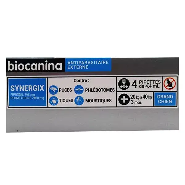 Biocanina Synergix Grand Chien 20 à 40kg 4 Pipettes