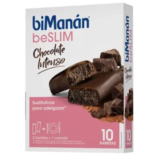 BiManán BeSlim Barritas Chocolate Negro Intenso 10 Uds
