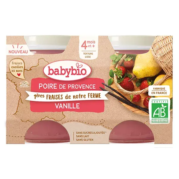 Babybio Pera Fragola Vaniglia Bio 260g