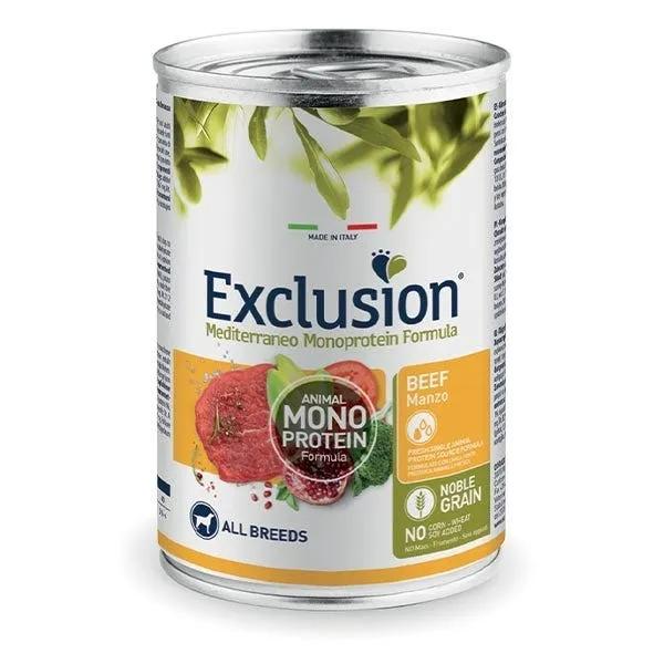 Exclusion Mediterraneo Monoprotein Noble Grain Umido Al Manzo Per Cani Lattina 400Gr