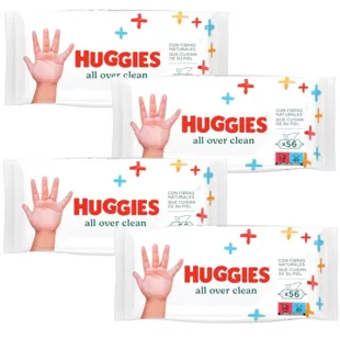 Huggies All Over Clean Lenços Umedecidos para Bebês 4x56 Unidades
