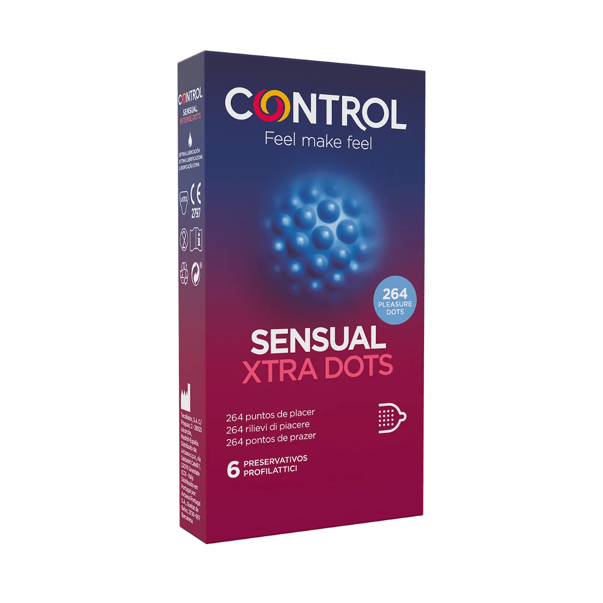 Control Sensual Xtra Dots Profilattici Extra Stimolanti 6 Pezzi