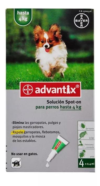 Bayer Advantix 0 A 4 Kg 4 Pipetas De 0,4 ml Para Perro